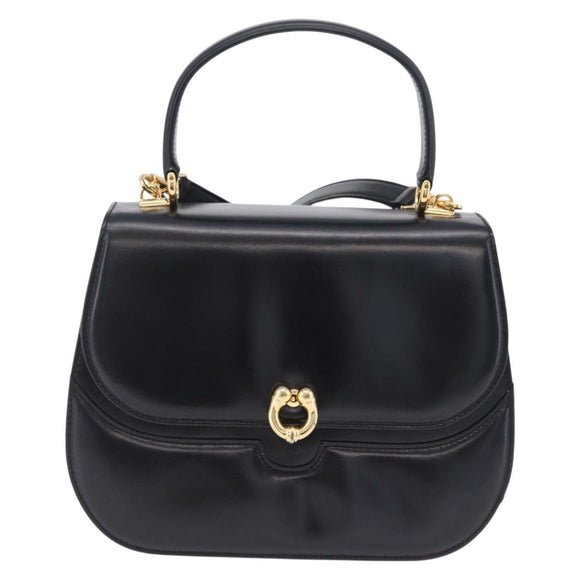 GUCCI Hand Bag Leather 2way Black Gold 000 406 0264 Auth am12615V