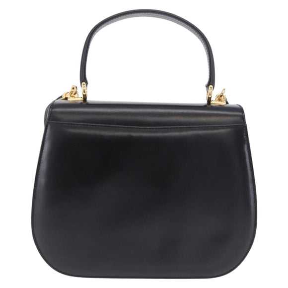 GUCCI Hand Bag Leather 2way Black Gold 000 406 0264 Auth am12615V