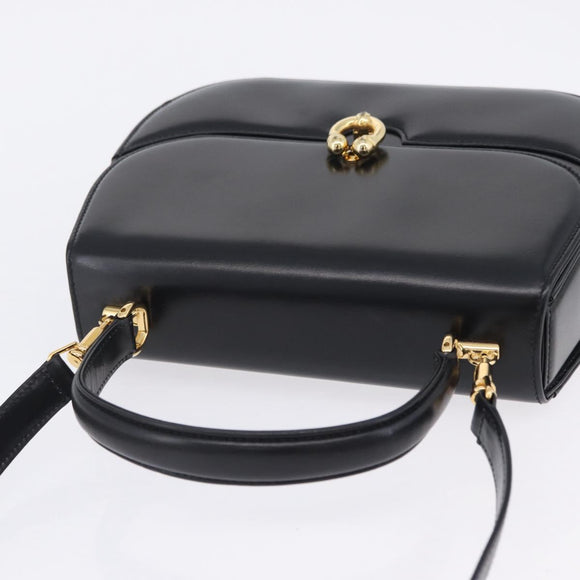 GUCCI Hand Bag Leather 2way Black Gold 000 406 0264 Auth am12615V