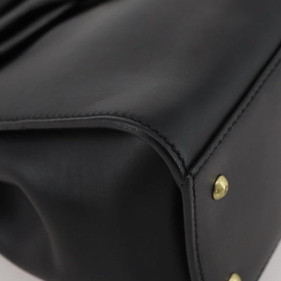 GUCCI Hand Bag Leather Black Gold 101676 Auth am12616V