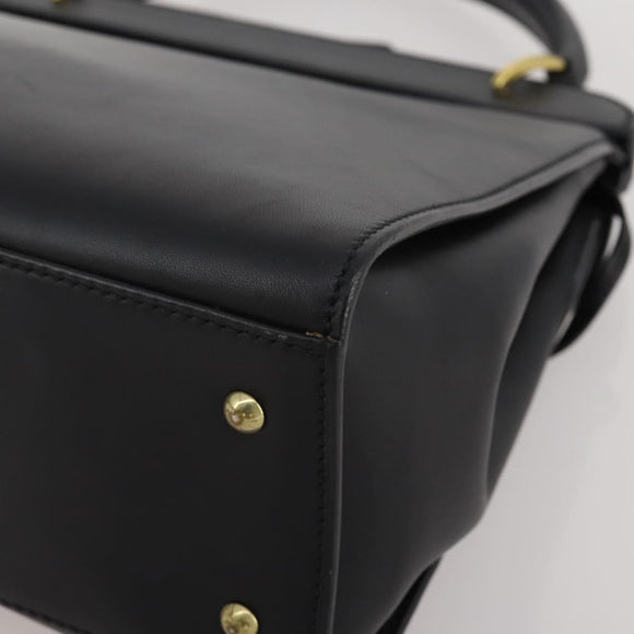 GUCCI Hand Bag Leather Black Gold 101676 Auth am12616V