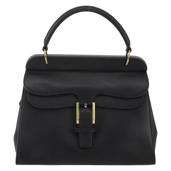 GUCCI Hand Bag Leather Black Gold 101676 Auth am12616V