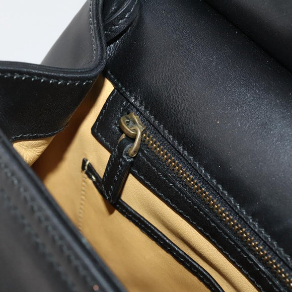 GUCCI Hand Bag Leather Black Gold 101676 Auth am12616V