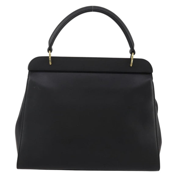 GUCCI Hand Bag Leather Black Gold 101676 Auth am12616V