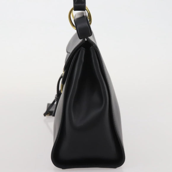 GUCCI Hand Bag Leather Black Gold 101676 Auth am12616V