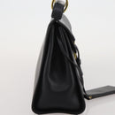 GUCCI Hand Bag Leather Black Gold 101676 Auth am12616V-5