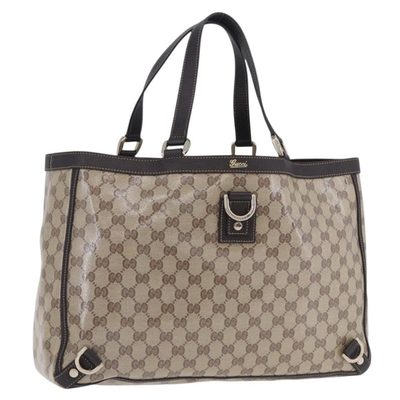 GUCCI GG Crystal Tote Bag Coated Canvas Beige Gold 293580 Auth am12617V