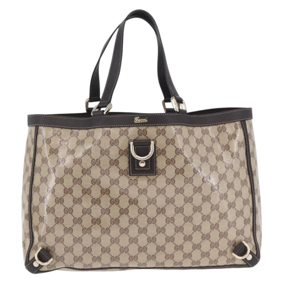 GUCCI GG Crystal Tote Bag Coated Canvas Beige Gold 293580 Auth am12617V