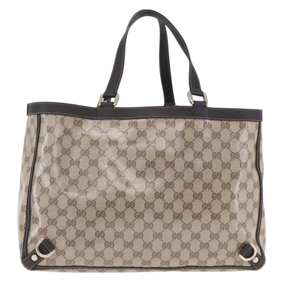 GUCCI GG Crystal Tote Bag Coated Canvas Beige Gold 293580 Auth am12617V