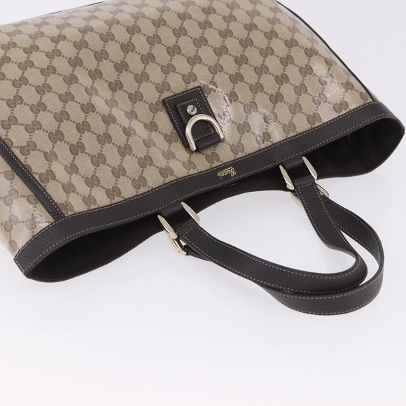 GUCCI GG Crystal Tote Bag Coated Canvas Beige Gold 293580 Auth am12617V