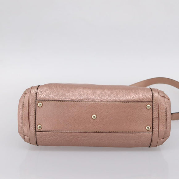 GUCCI Bella Bamboo Hand Bag Leather 2way Pink Gold 282300 Auth am12618A