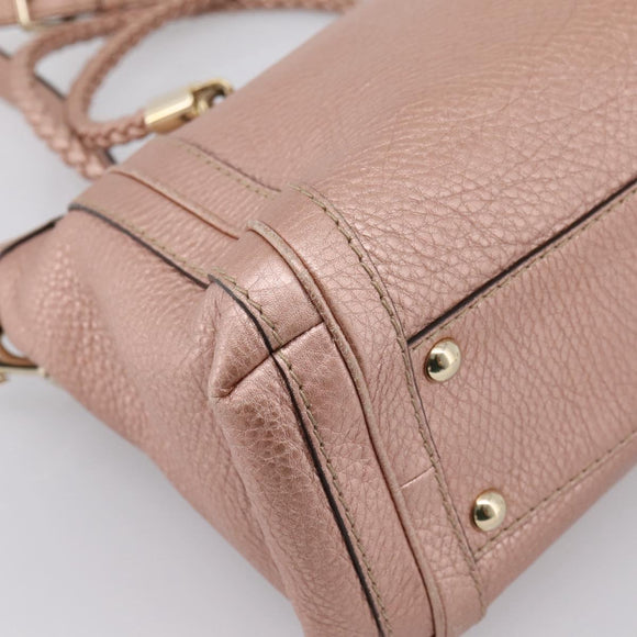 GUCCI Bella Bamboo Hand Bag Leather 2way Pink Gold 282300 Auth am12618A