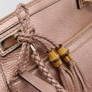 GUCCI Bella Bamboo Hand Bag Leather 2way Pink Gold 282300 Auth am12618A-24