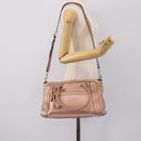 GUCCI Bella Bamboo Hand Bag Leather 2way Pink Gold 282300 Auth am12618A-26