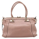 GUCCI Bella Bamboo Hand Bag Leather 2way Pink Gold 282300 Auth am12618A-3