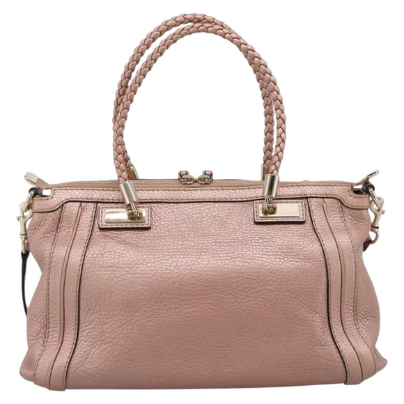 GUCCI Bella Bamboo Hand Bag Leather 2way Pink Gold 282300 Auth am12618A