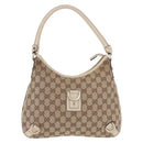 GUCCI GG Canvas Shoulder Bag Beige Gold 130738 Auth am12619V-13