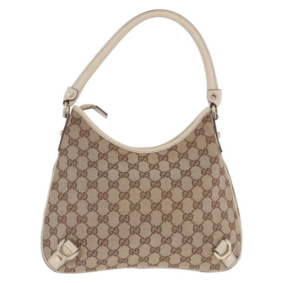 GUCCI GG Canvas Shoulder Bag Beige Gold 130738 Auth am12619V