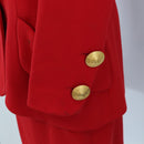 CHANEL Skirt Setup Jacket Cotton Red CC Auth am12620-13