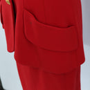 CHANEL Skirt Setup Jacket Cotton Red CC Auth am12620-14