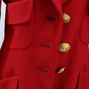 CHANEL Skirt Setup Jacket Cotton Red CC Auth am12620-17