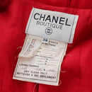 CHANEL Skirt Setup Jacket Cotton Red CC Auth am12620-29