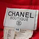 CHANEL Skirt Setup Jacket Cotton Red CC Auth am12620-31