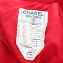 CHANEL Skirt Setup Jacket Cotton Red CC Auth am12620-35