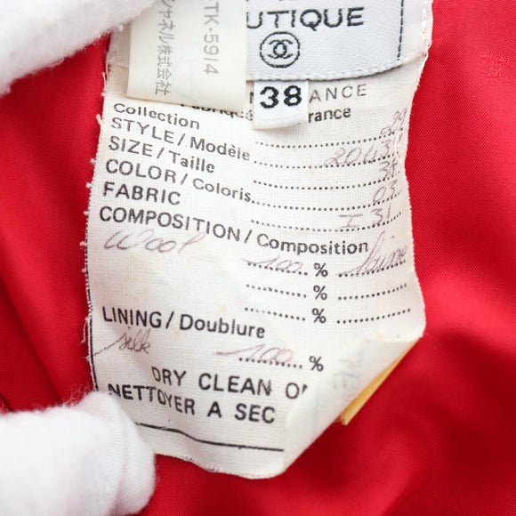 CHANEL Skirt Setup Jacket Cotton Red CC Auth am12620