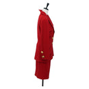 CHANEL Skirt Setup Jacket Cotton Red CC Auth am12620-4