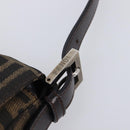 FENDI Zucca Canvas Mamma Baguette Shoulder Bag Brown Black Auth am12622V-10