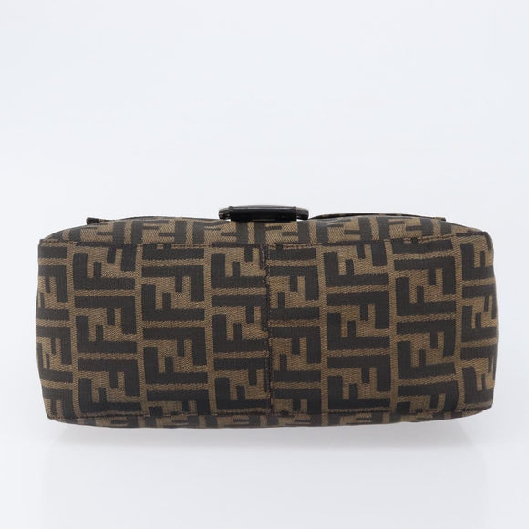 FENDI Zucca Canvas Mamma Baguette Shoulder Bag Brown Black Auth am12622V