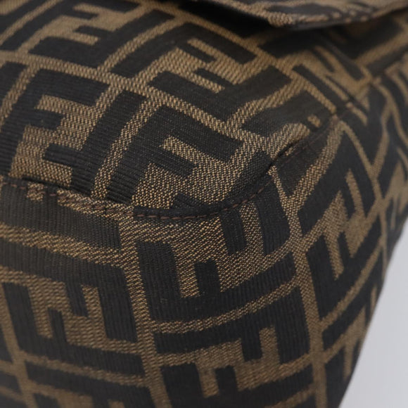 FENDI Zucca Canvas Mamma Baguette Shoulder Bag Brown Black Auth am12622V