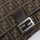 FENDI Zucca Canvas Mamma Baguette Shoulder Bag Brown Black Auth am12622V-16
