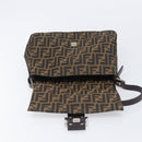FENDI Zucca Canvas Mamma Baguette Shoulder Bag Brown Black Auth am12622V-17