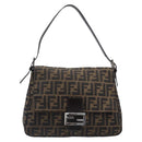 FENDI Zucca Canvas Mamma Baguette Shoulder Bag Brown Black Auth am12622V-2