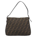 FENDI Zucca Canvas Mamma Baguette Shoulder Bag Brown Black Auth am12622V-3