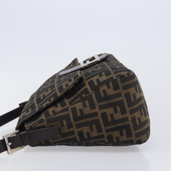 FENDI Zucca Canvas Mamma Baguette Shoulder Bag Brown Black Auth am12622V