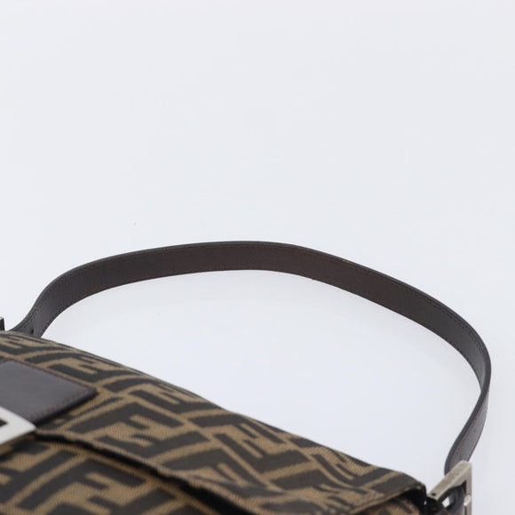 FENDI Zucca Canvas Mamma Baguette Shoulder Bag Brown Black Auth am12622V