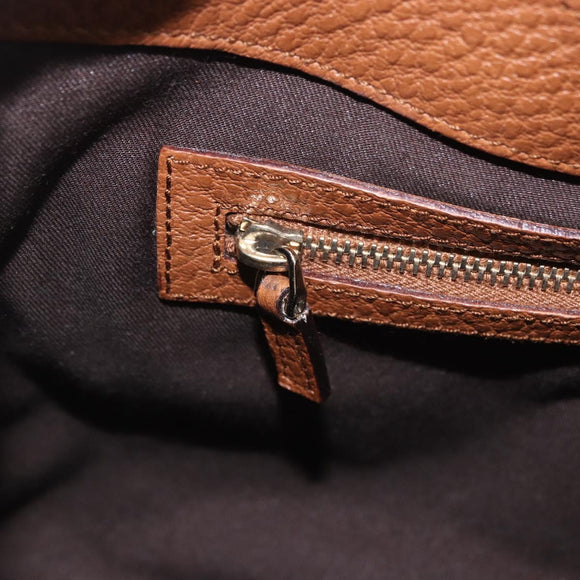 GUCCI G Jackie Bag Taurillon Clemence Leather Brown Gold 130995 Auth am12624M