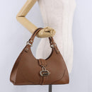 GUCCI G Jackie Bag Taurillon Clemence Leather Brown Gold 130995 Auth am12624M-26