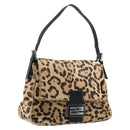 FENDI Mamma Baguette Shoulder Bag Harako leather Beige Silver Auth am12627SAM-1