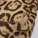 FENDI Mamma Baguette Shoulder Bag Harako leather Beige Silver Auth am12627SAM-12