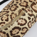 FENDI Mamma Baguette Shoulder Bag Harako leather Beige Silver Auth am12627SAM-14