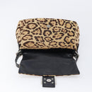 FENDI Mamma Baguette Shoulder Bag Harako leather Beige Silver Auth am12627SAM-18