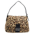 FENDI Mamma Baguette Shoulder Bag Harako leather Beige Silver Auth am12627SAM-2