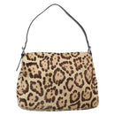 FENDI Mamma Baguette Shoulder Bag Harako leather Beige Silver Auth am12627SAM-3