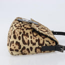 FENDI Mamma Baguette Shoulder Bag Harako leather Beige Silver Auth am12627SAM-4