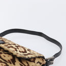 FENDI Mamma Baguette Shoulder Bag Harako leather Beige Silver Auth am12627SAM-8