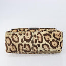 FENDI Mamma Baguette Shoulder Bag Harako leather Beige Silver Auth am12627SAM-9